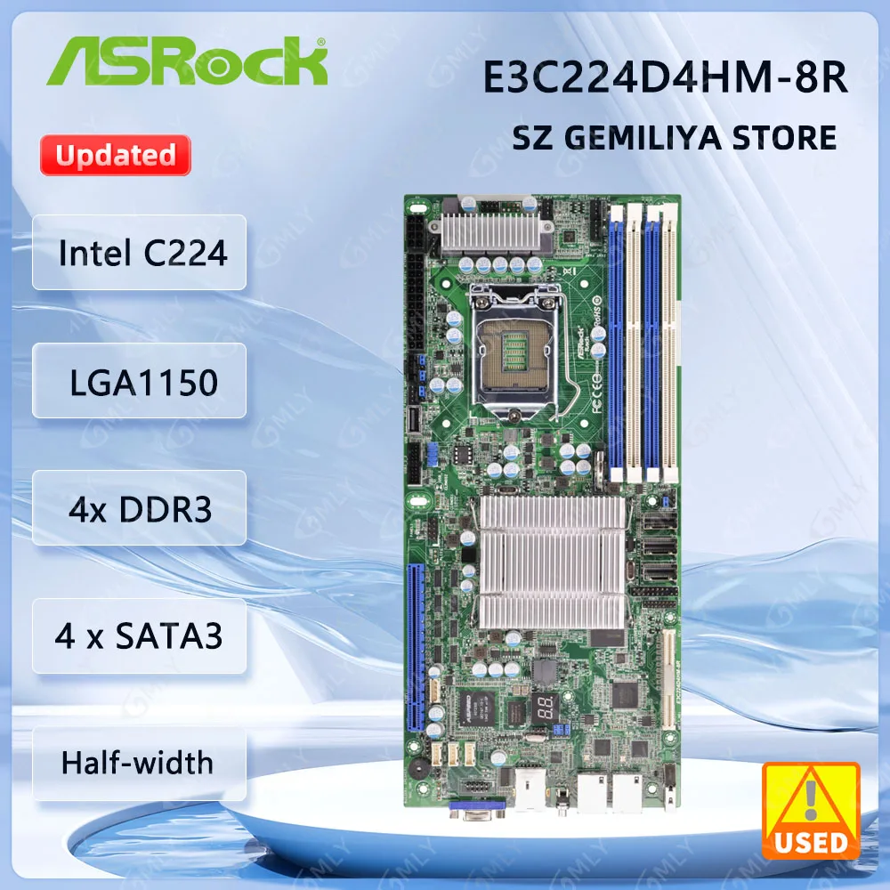 

ASROCK E3C224D4HM-8R Motherboard LGA1150 DDR3 Intel C224 8 x SAS2 Half Width support E3-1271 v3 E3-1285L v4 i3-4360 i3-4330