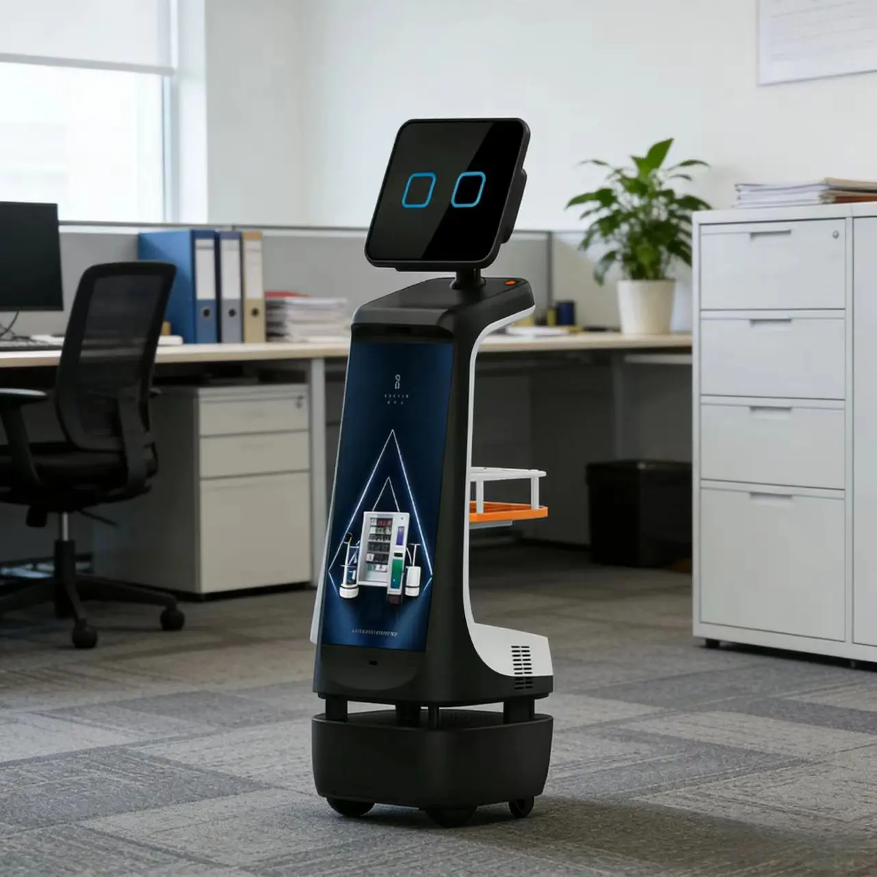 Reception Robot Restaurant Showroom Waiter Intelligent Service Robot Big Advertising Screen Face Recognition Welcome
