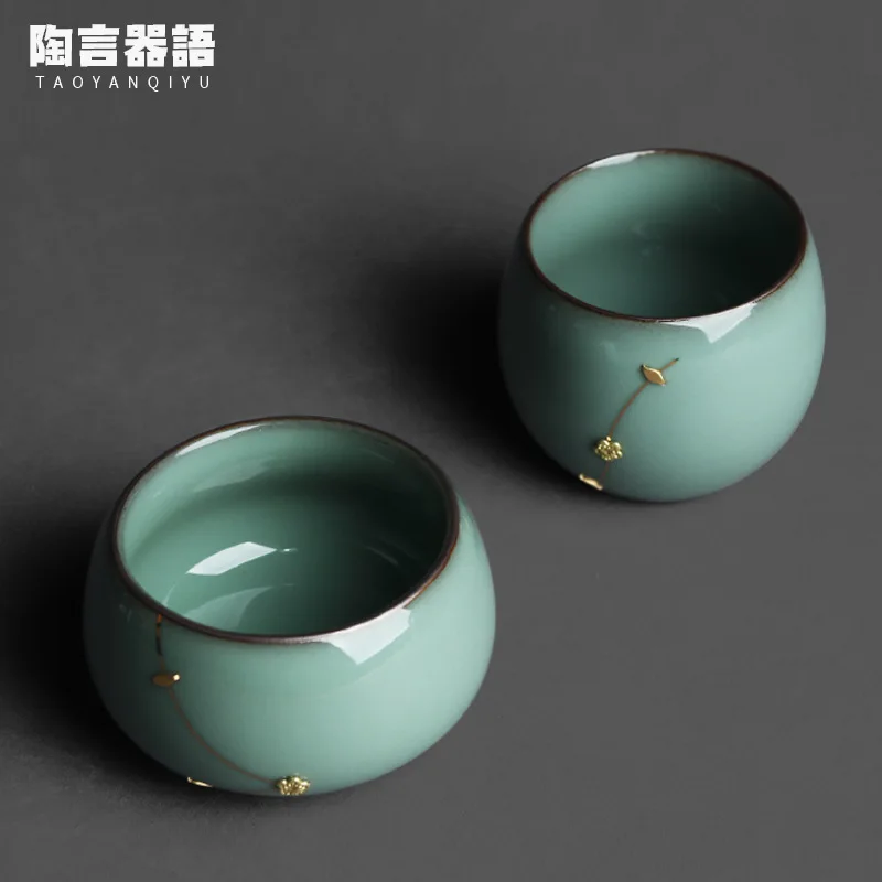 Jingdezhen jade green celadon saw nails large personal teacup sawing porcelain craft kung fu tea ceremony drinking water tasting