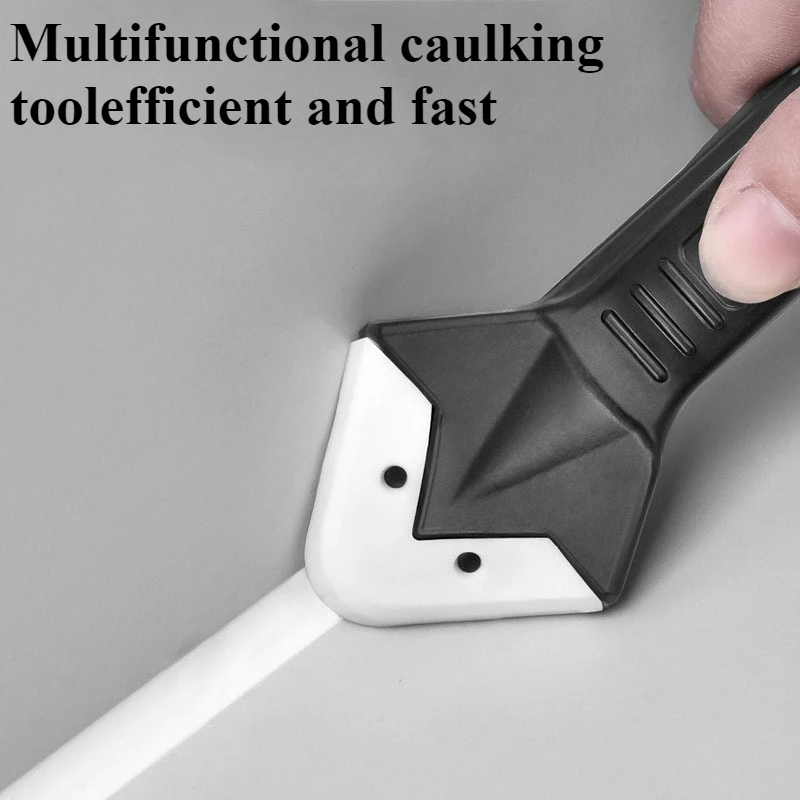 6-piece Set with 5 Replacement Heads, Plastic Caulking Tool, Stainless Steel Blade Head Multi-functional Seam Removal Kit