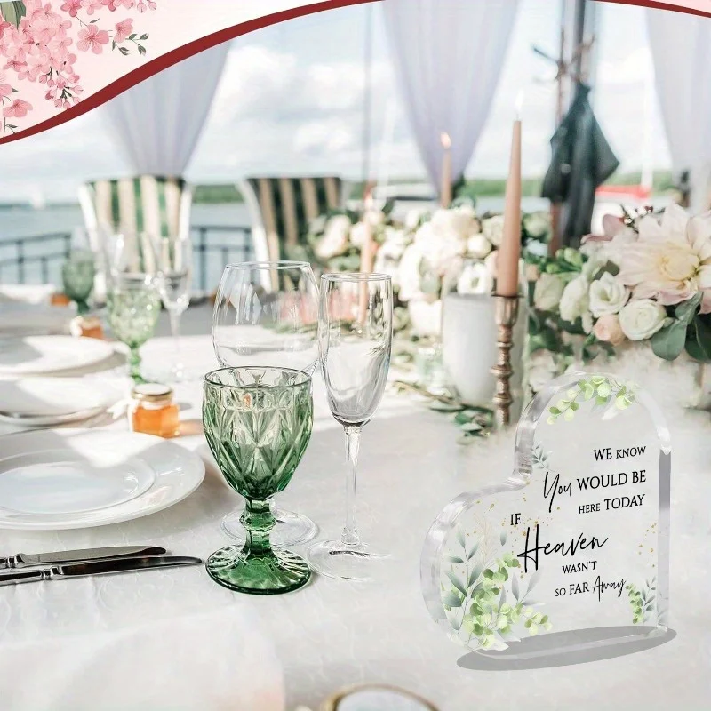 Acrylic Heart Wedding Anniversary Sign, Memorial Love Marriage Symbol, Centerpiece for Table Decoration Ceremony Reception Party