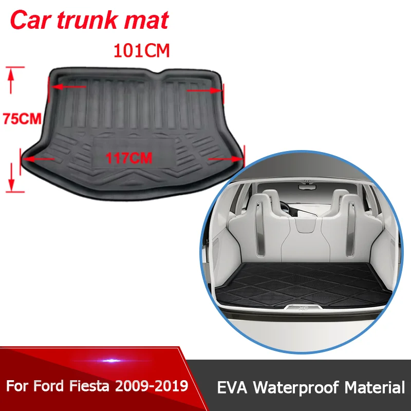 for Ford Fiesta Hatchback B299 2009~2019 2018 Car Rear Trunk Mat Waterproof Protective Liner Trunk Tray Floor Mats Accessories