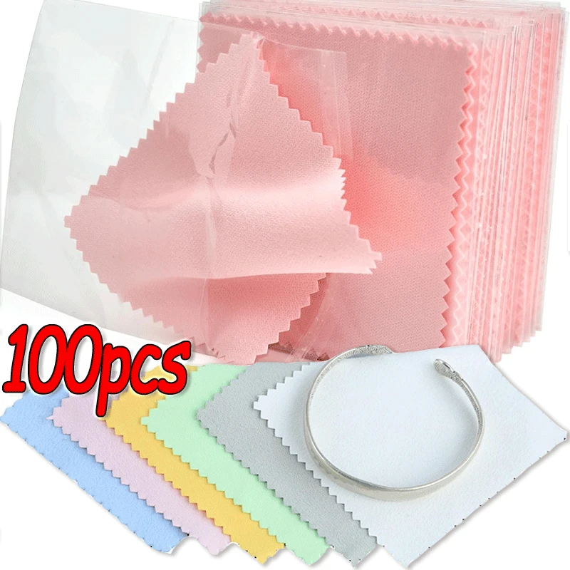 100/1pcs 13x13cm Silver Polishing Cloth Jewelry Cleaning Anti Tarnish Reusable Soft Wiping Cloth Keep Jewelry Shining Tools