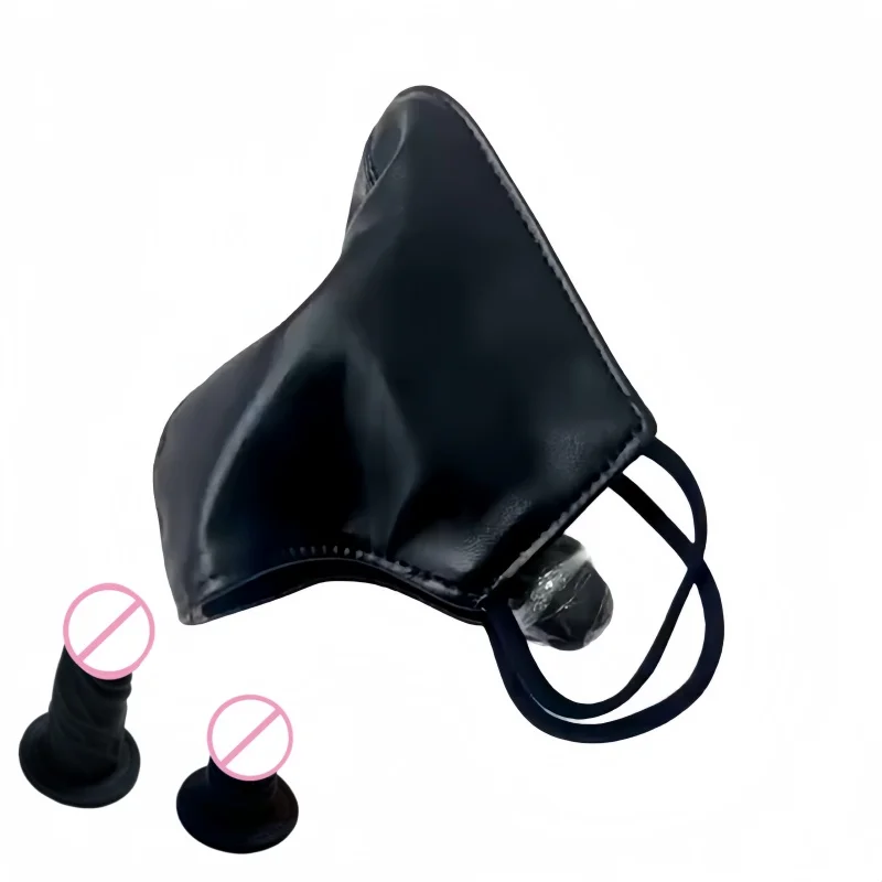 Fetish Mouth Dildo Gag Face Harness Mask with Open Mouth Oral Dilator Plug for Couple BDSM Bondage Slave Cosplay Adult Game