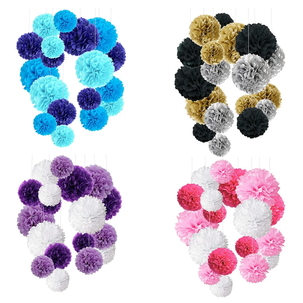 

18pcs Paper Honeycomb Ball Set 8 10 12 Inch Pink Rosy White Hanging Decor For Birthday Wedding Party Festival Celebration