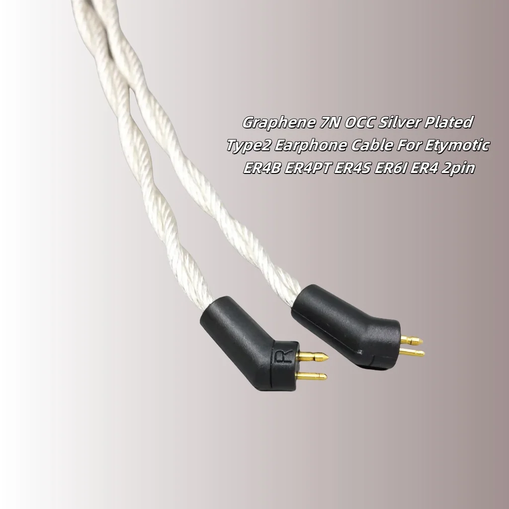 

Graphene 7N OCC Silver Plated Type2 Earphone Cable For Etymotic ER4B ER4PT ER4S ER6I ER4 2pin 8147