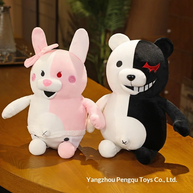 Danganronpa Monokuma und Monomi Plüschkissen Despair Academy Anime Stoffpuppe Niedlicher schwarz-weißer rosa Bär Sammlerspielzeug