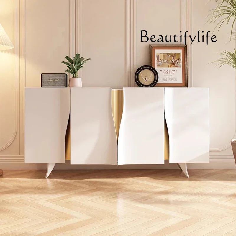 

French Cream Style Entrance Cabinet Modern Simple Rock Plate Living Room Cabinet Norse Wood Home Furniture Szafki Do Salonu F