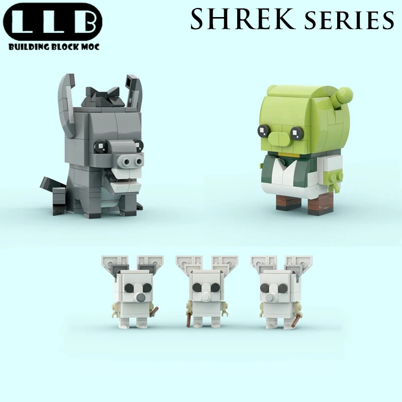 LLB MOC Film Series Cartoon Action Character Shrek Donkey Mouse The Monster Tabletop Decoration Building Blocks Kids Toy Gift