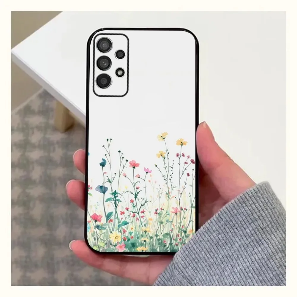 Personalized Flowers Phone Case For Samsung Galaxy A13,A21s,A22,A31,A32,A52,A53,A71,A80,A91 Soft Black Cover