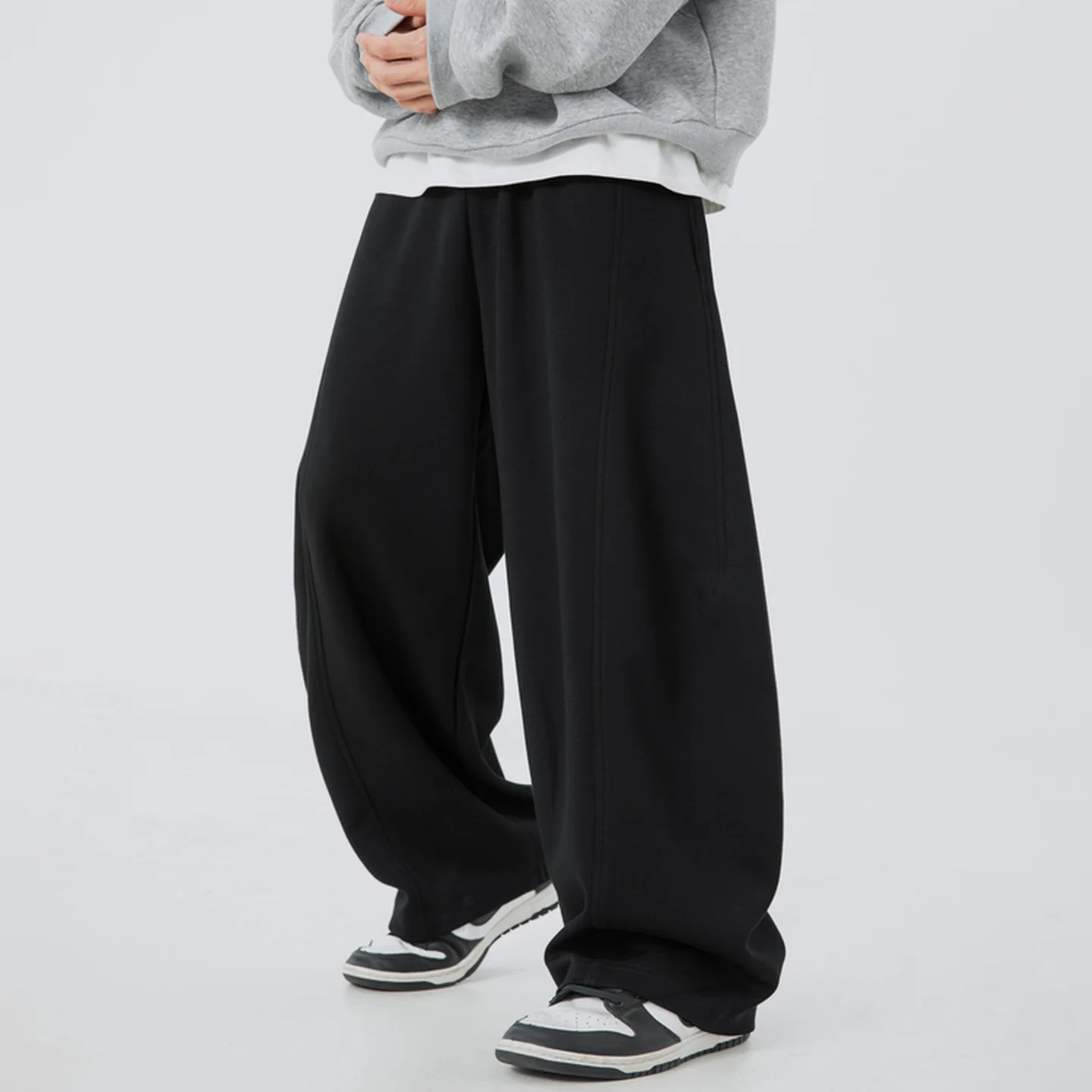 Splicing Design Scimitar Sweatpants Casual Pants 2026 Spring New Silhouette Drape Loose Sweatpants