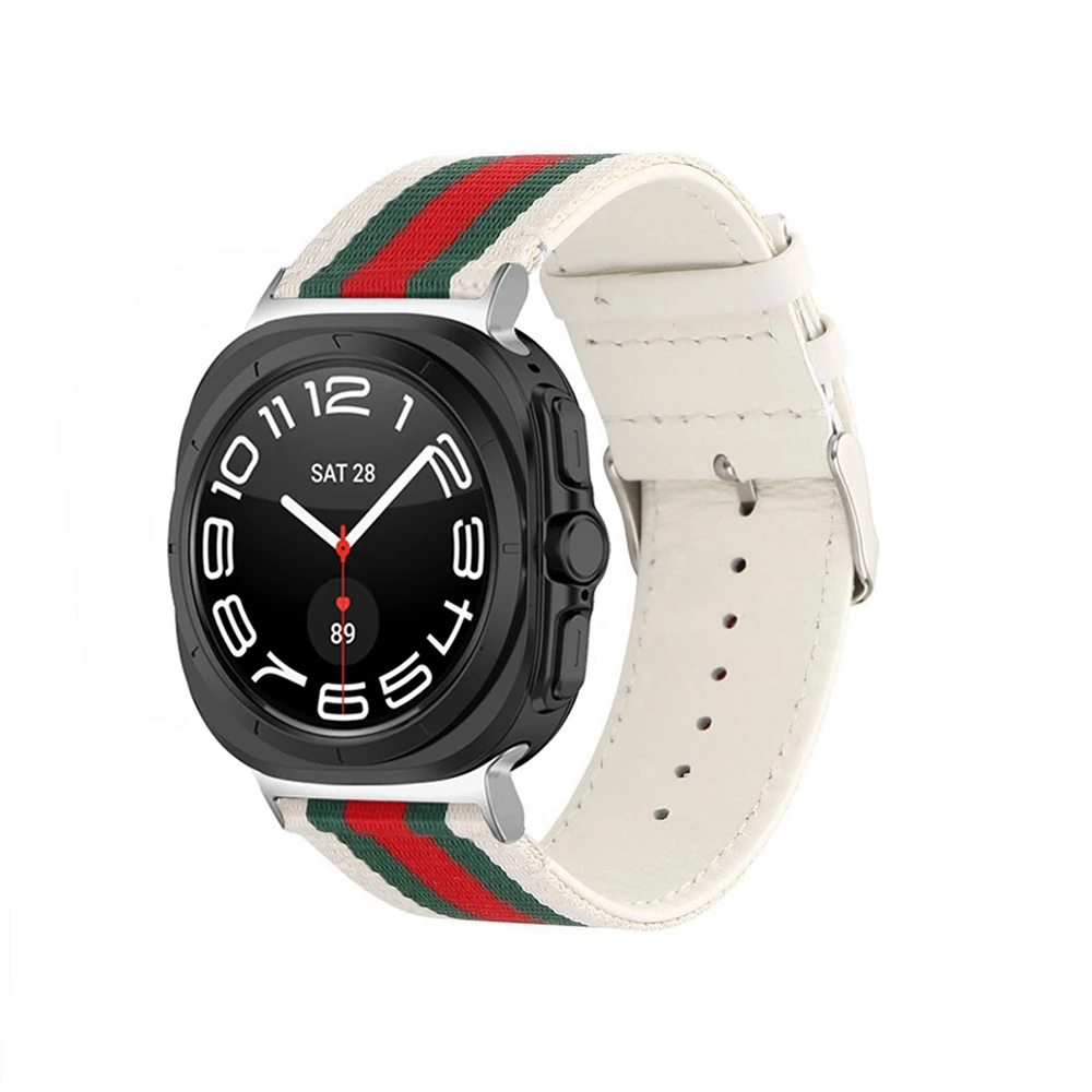 Pelle di tela per Samsung Galaxy Watch 7 Ultra 47mm Uomo Donna Cinturino Braccialetti sportivi Cinturino in nylon morbido di tela