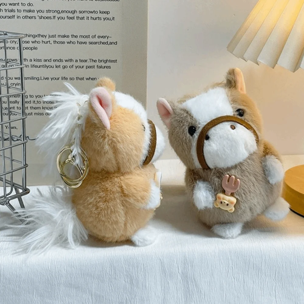 لطيف حصان صغير المفاتيح رقيق الملمس نابض بالحياة سنة الحصان ألعاب من نسيج مخملي سنة الحصان ألعاب من القطيفة أفخم المهر المفاتيح #3