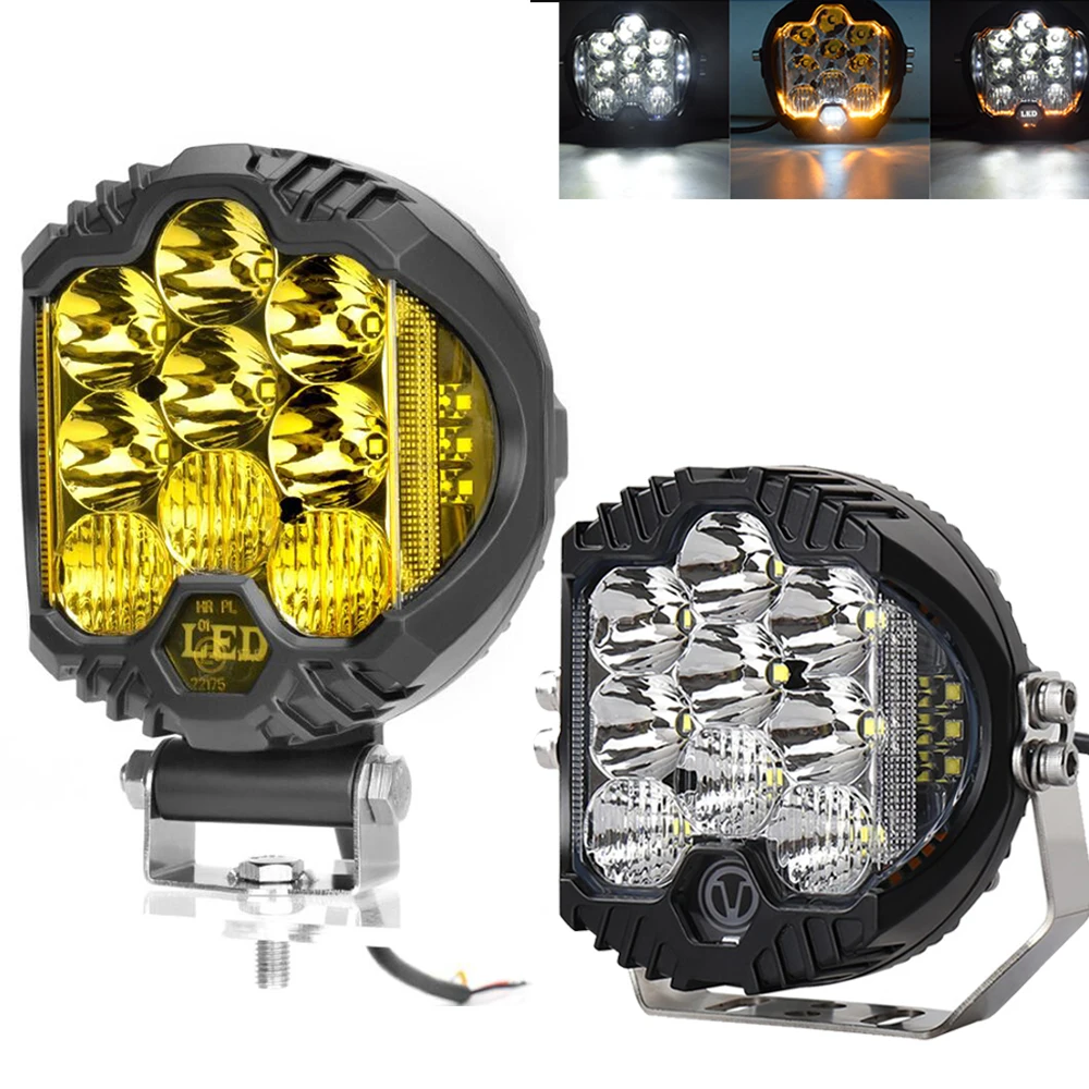 

7 Inch LED Headlights DRL Hi/Lo Beam 90W 9000LM Work Light 9 LEDS Spotlight For Niva Motorcycle Offroad 4x4 UAZ Wrangler Jeep JK