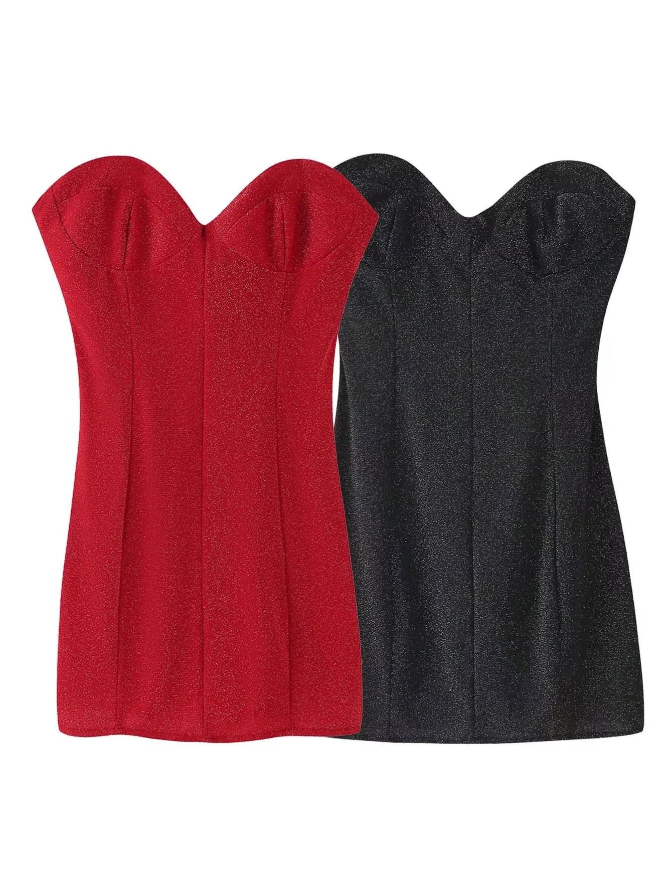 

TRAFZA 2025 New Style Women's Sexy Elegant Strap-Tie Dress Female Chic Slim Back Strap Hip Party Short Sleeveless 2-Color Dress