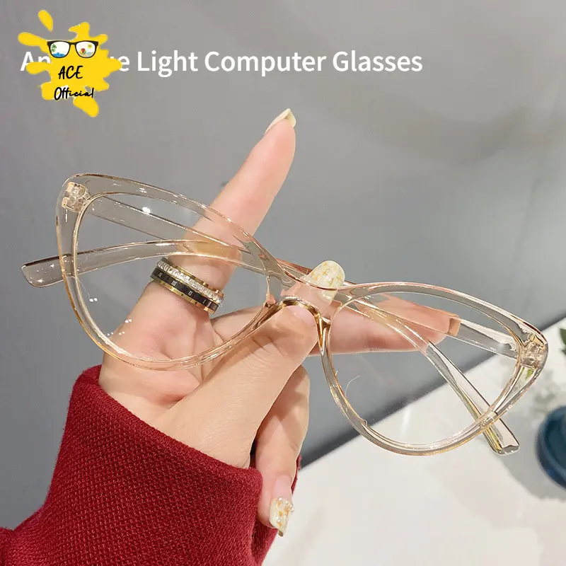 2023 Anti Blue Light Computer Glasses Women Big Frame Cat Eye Metal Frame Reading Eyeglasses Dropshipping  girls glasses