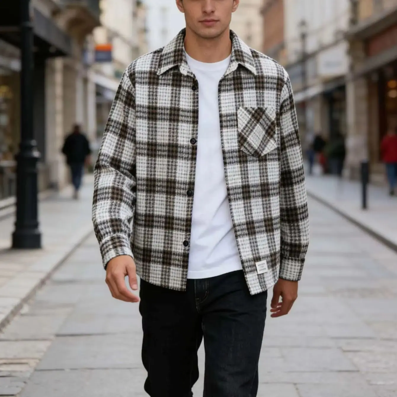 

Couple's Plaid Long Sleeve Shirt - Autumn Winter Spring Wear High Street Fashion Casual Outfit Button Design Comfortable Fabric