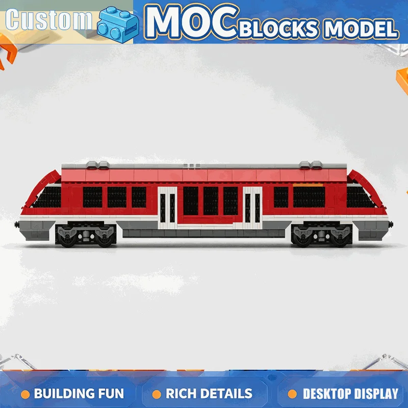 1314PCS MOC Diesel Multiple Unit Passenger Train Model Custom Puzzle Building Blocks DIY Assembly Educational Toy Birthday Gift