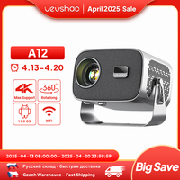 VEVSHAO A12 Projector Mini Portable  LED Video Android 11.0 WIFI 6 Mirror SmartPhone for 1080P 4K Video Home Cinema Projector