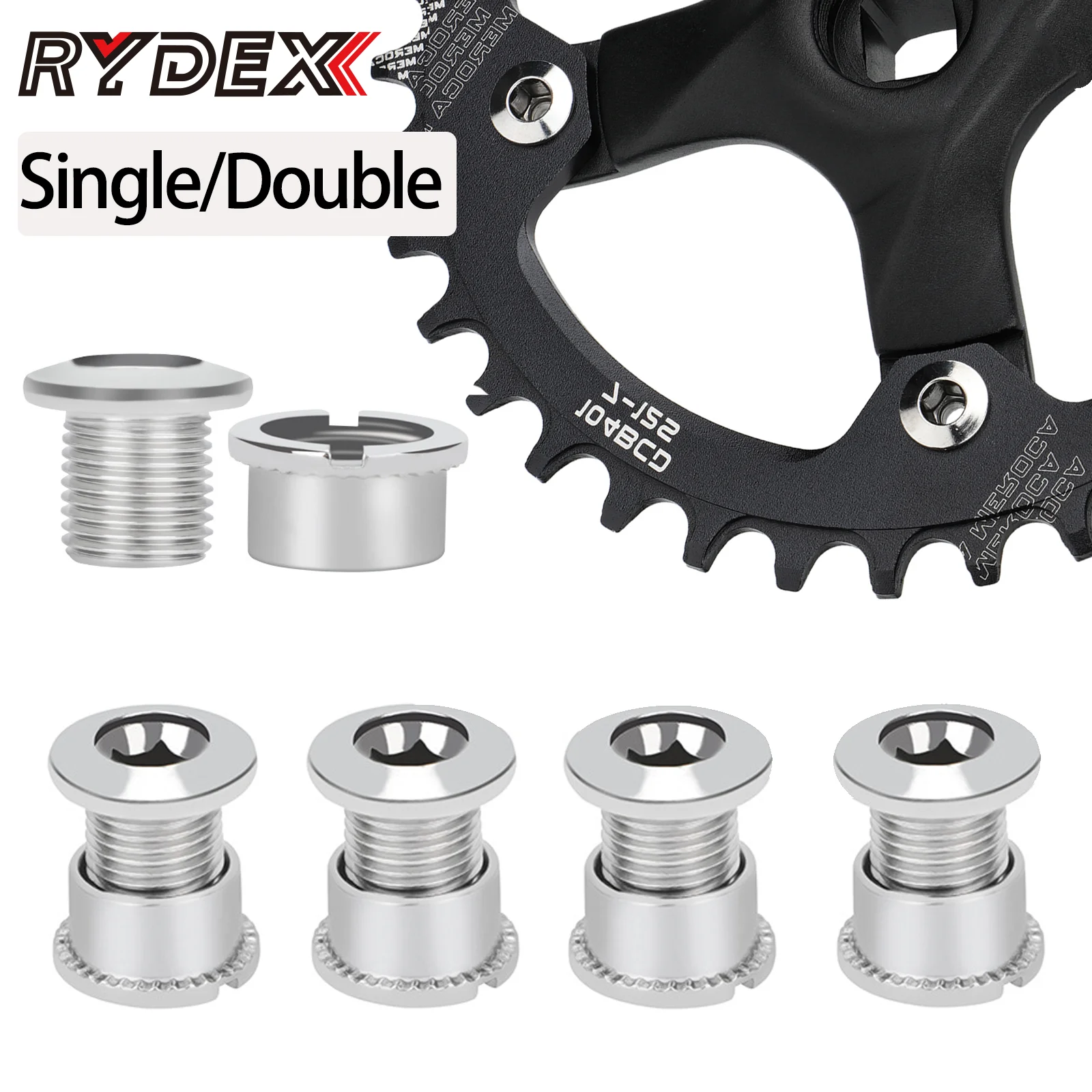 

RYDEX Chainring Bolts 5pcs 4 5 Bolt 5-screw Bicycle Chainring Mtb Single Double Chainring Screws 1x Chain ring Bolts Steel