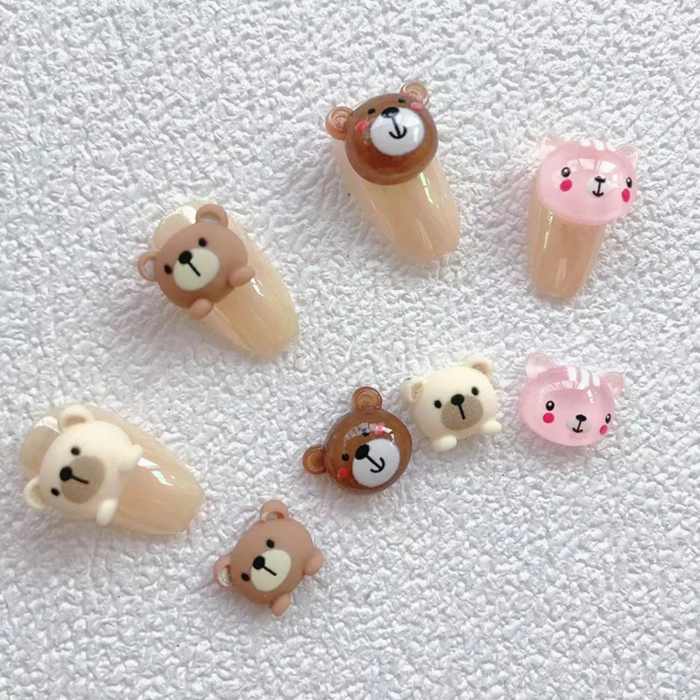 10 ชิ้น/เซ็ตการ์ตูนญี่ปุ่นหมีเล็บ Charms 3D เรซิ่นน่ารัก Sleep Dog สัตว์ตกแต่งเล็บ DIY Kawaii เล็บอุปกรณ์เสริม