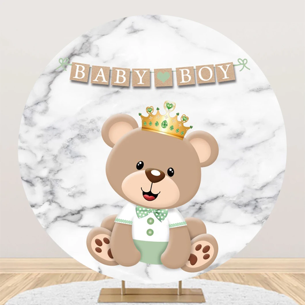 Newborn Bear Round Backdrop Photography Baby Shower Birthday Baptism Party Photo Photographic Circle Background Studio Shoots