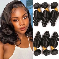 Curto Loose Wave Bundles Remy Virgin Extensão 3 Pacotes Deal Deep Loose Peruvian Hair Weave Bundles Raw Human Hair Bundles Barato