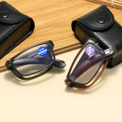 Folding Reading Glasses With Box Women Men Anti-blue Light Portable Eyewear TR90 Farsight Glasses Diopters +1.0 +1.5 To +4.0