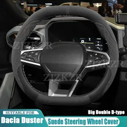 Suede Car Steering Wheel Cover Decoration Handle Wrap For Dacia Duster 2024 2025 2026 Braid On Steering-Wheel Accessories