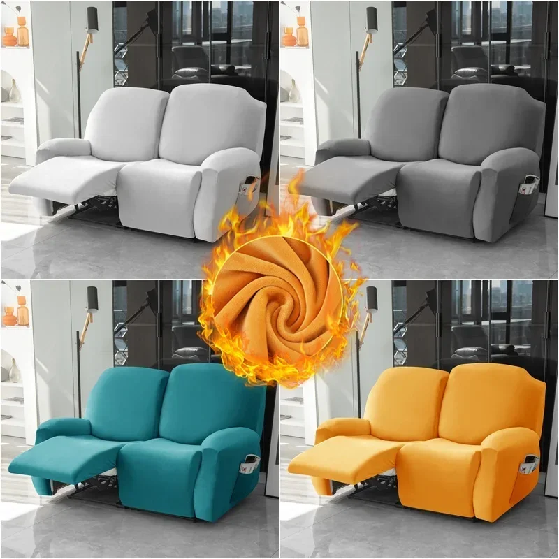 1 2 Seater Velvet Recliner Cover Stretch Lounger Sofa Chair Slipcovers for Living Room Couch Covers Furniture Protector Elastic