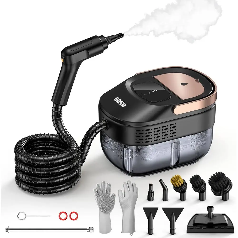 

Adjustable 3-Level Steam Cleaner for Home, Car, Tile, and Furniture with 15 Accessories, 1.6L Tank, Quick Heat-Up