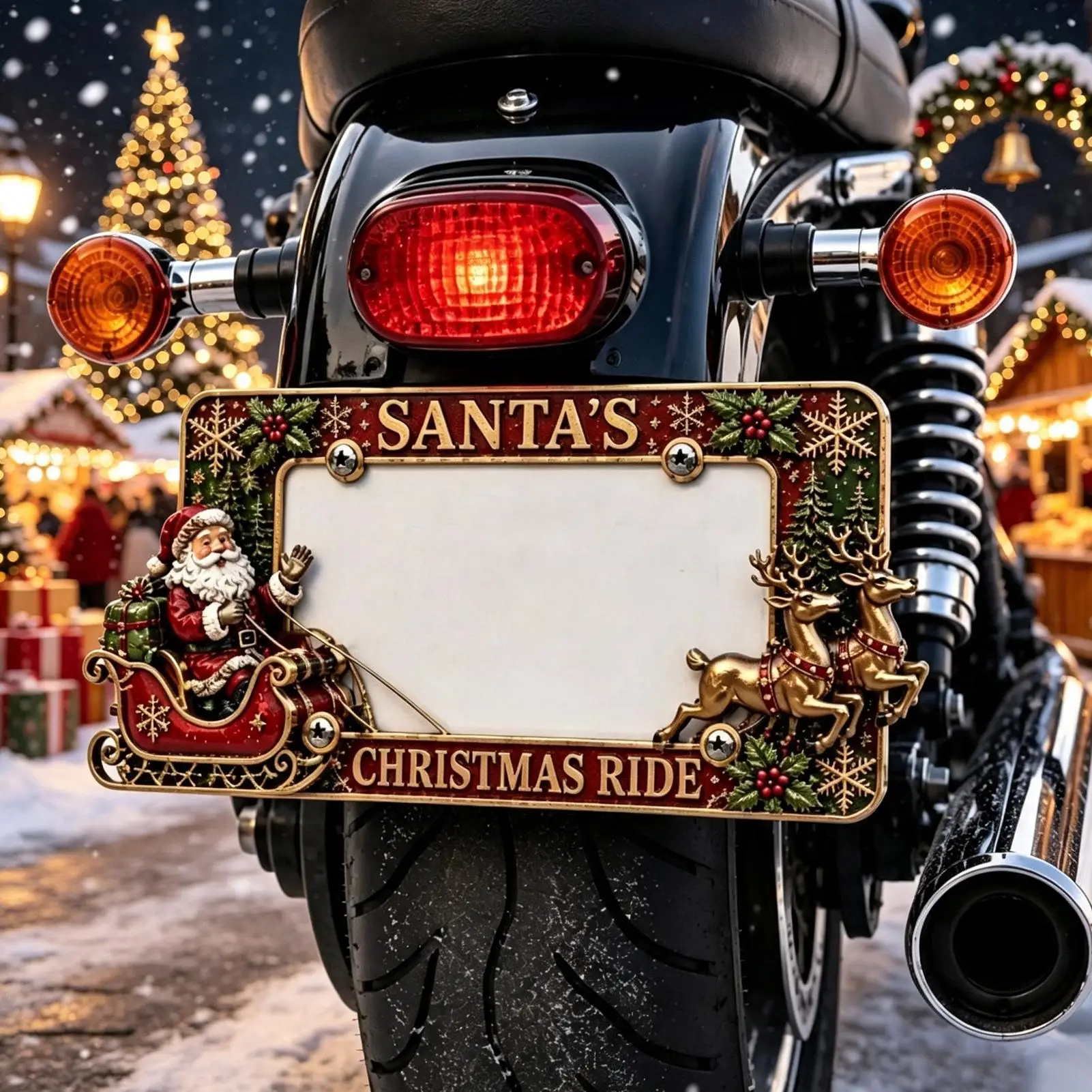 Motorcycle Plate Frame Metal Christmas Motorbike Tag Supplies Motorbike Tag Cover Holder For Riders Collectors Modifiers Women 4
