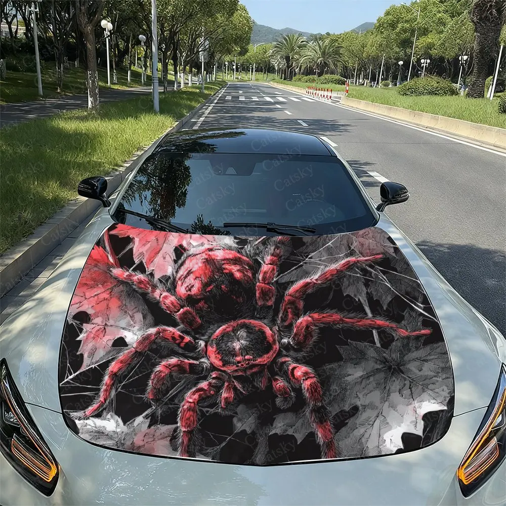 Red Spider Car Hood Sticker, Easy To Install And Remove, Independence Day Car Decoration, Suitable For A-class Sedan Exterior Ac