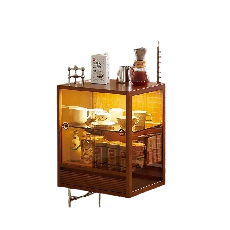

Solid wood bookcase retro display locker, modern simple glass magazine cabinet