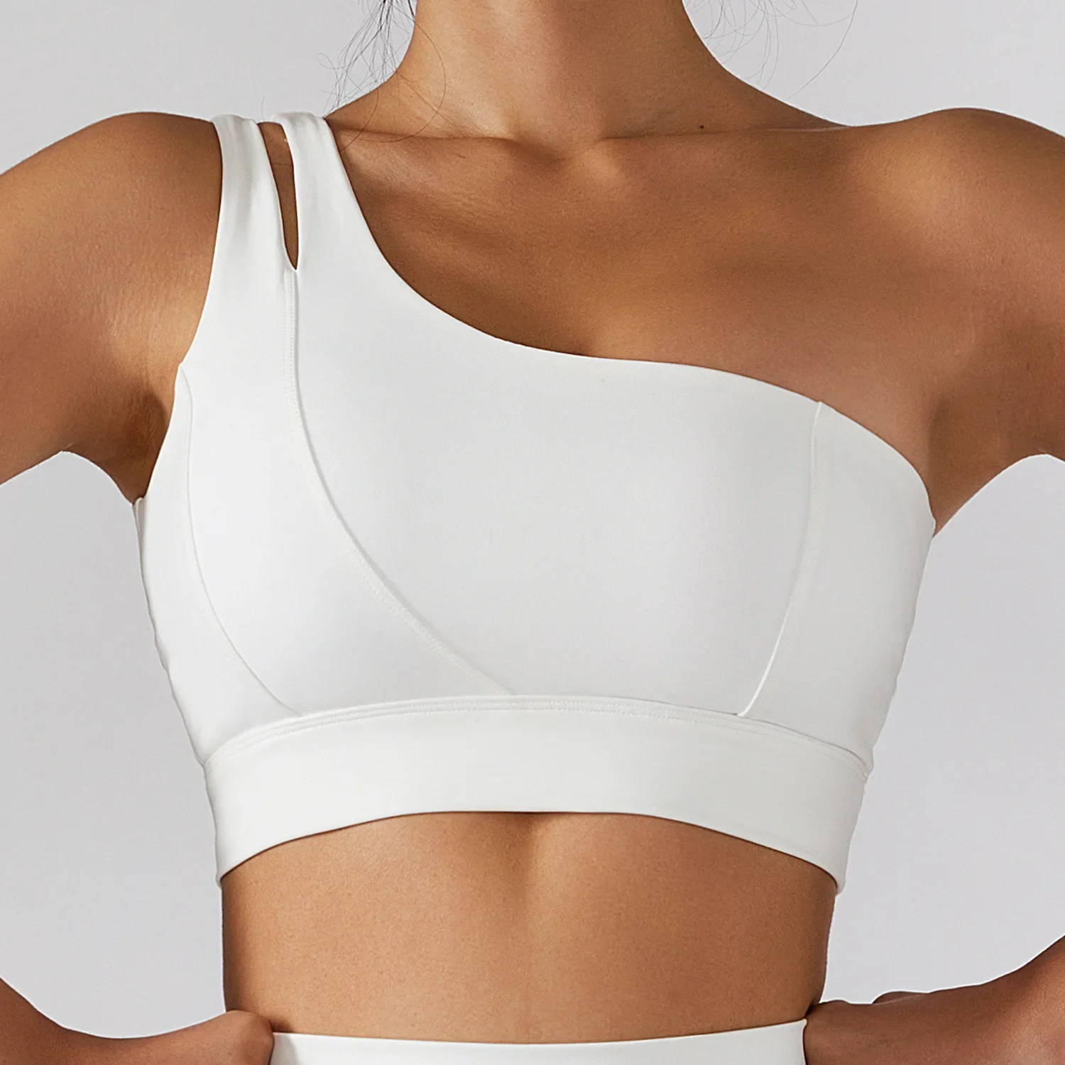 Sexy Women's One Shoulder Sports Bras Gym Push Up Workout Underwear High Strength Support Running Fitness Yoga Bra Vest