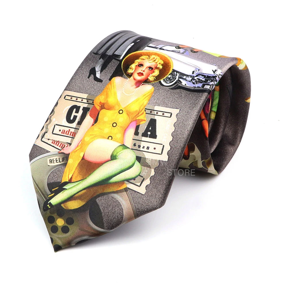 Męskie krawaty vintage imitujące jedwab, 8,5 cm, z grafiką graffiti i motywami kwiatowymi, krawat dla mężczyzn na ślub, do pracy, miękki krawat z nadrukiem, prezent ślubny.