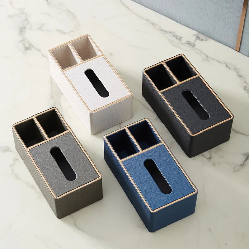 Home Remote Control Leather Tissue Storage Box