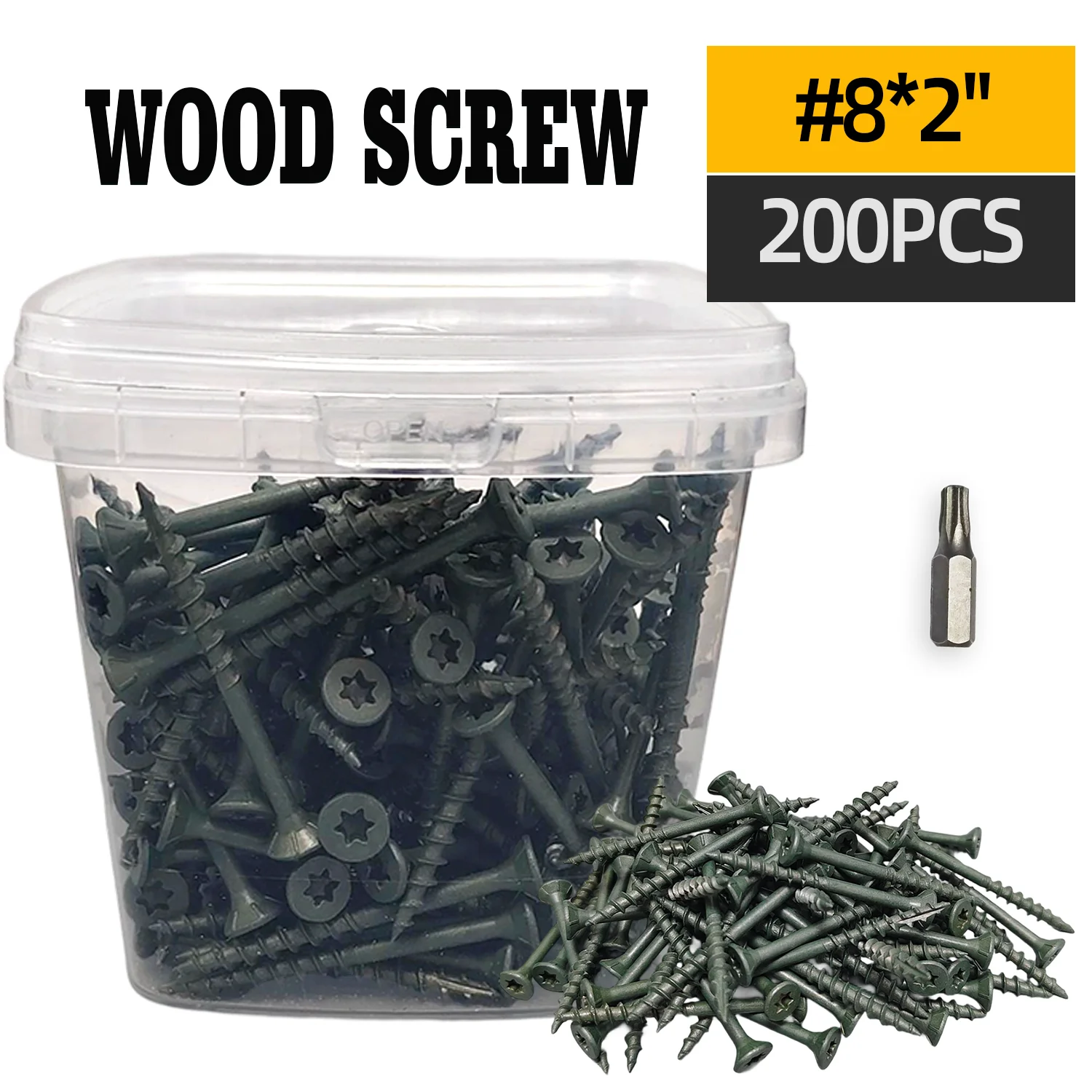 

Wooden Screw1 To 2 in, VKKM Deck Screw # 8, T25 Star Bit Above 1500 Hour Salt Spray Coating Outdoor Decking Screws，Green.