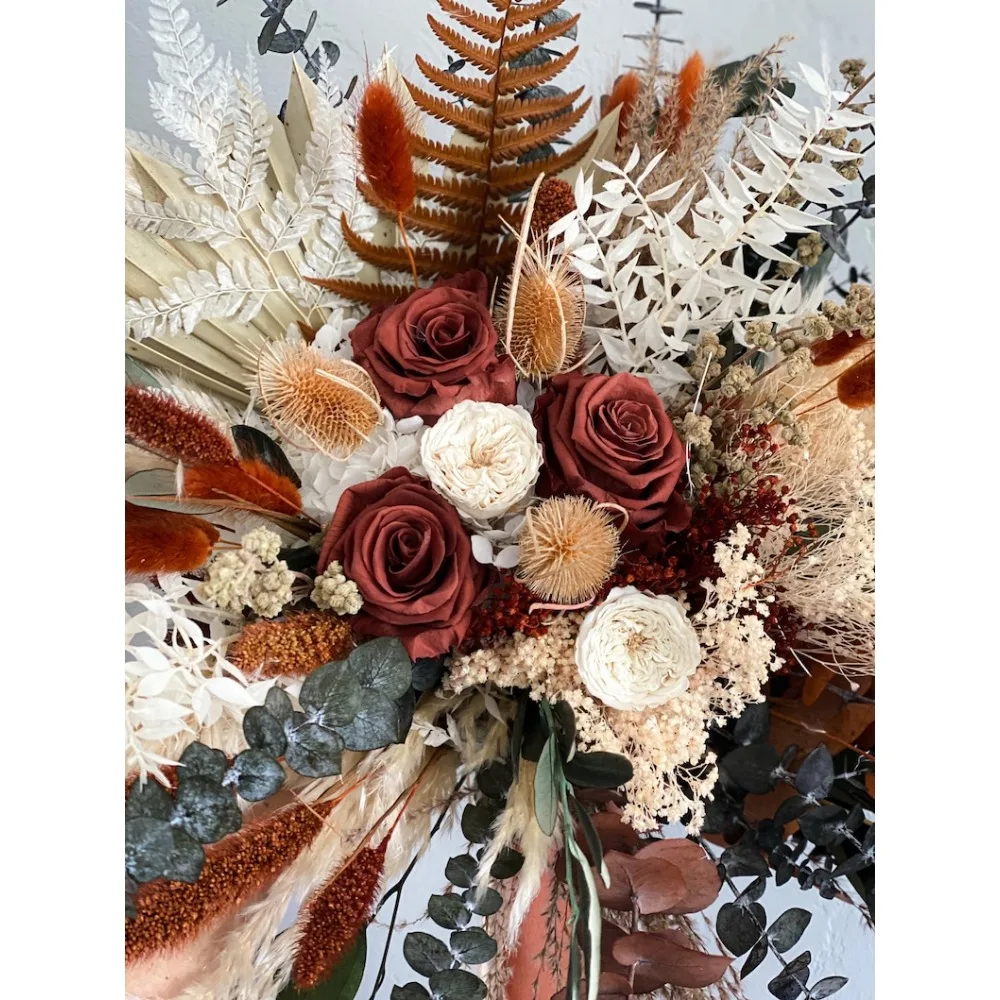 Fiori secchi, Bouquet di erba di pampa di fiori secchi di oliva in Terracotta/sposa e damigelle d'onore/Bouquet di fiori secchi/fiori da sposa