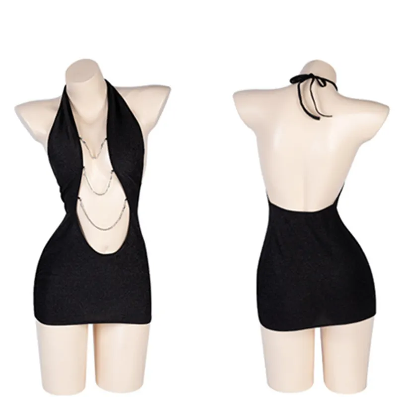 Sexy Lingerie Bodysuit Hip Skirt Ultra Thin Topless Nightclub Dress Slim Fit Suspenders Uniform Temptation Dolls Cosplay Costume