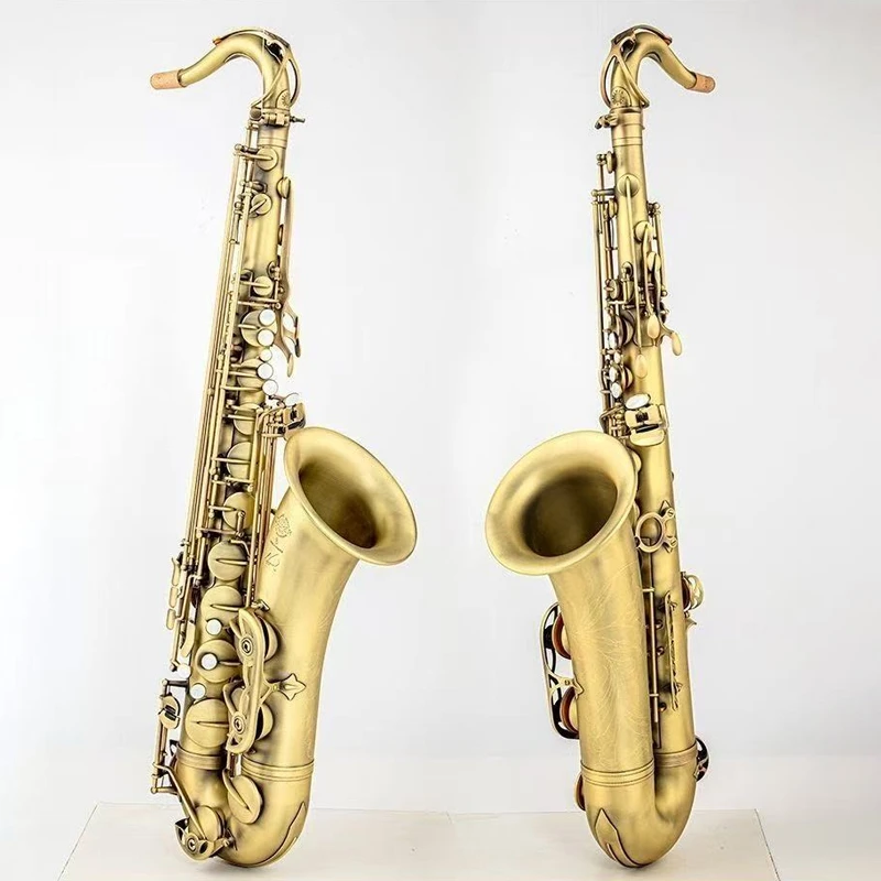 French antique tenor saxophone B-flat case, mouthpiece, and accessories all feature authentic tone