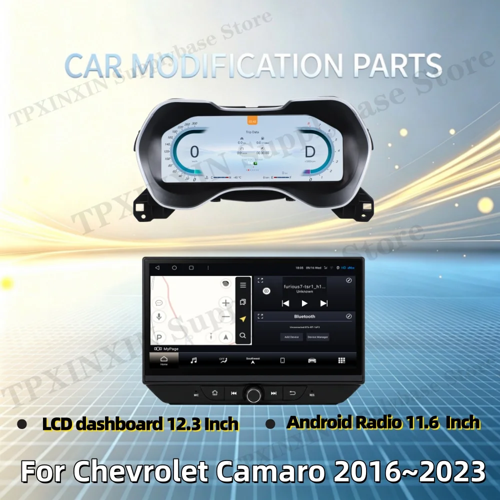 For Chevrolet Camaro 2016~2023 Radio LCD Digital instrument Cluster odometer Tachometer instrument Cluster Android Auto Carplay