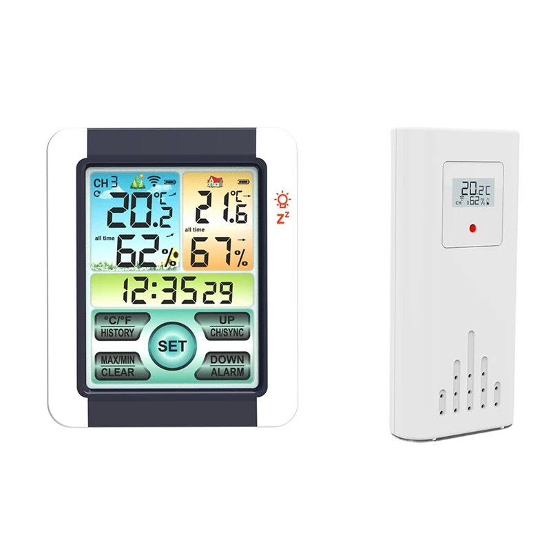 

HOT SALE Weather Stations Wireless Indoor Outdoor Thermometer Home Weather Station Color Hygrometer Alarm Clock With Transmitter