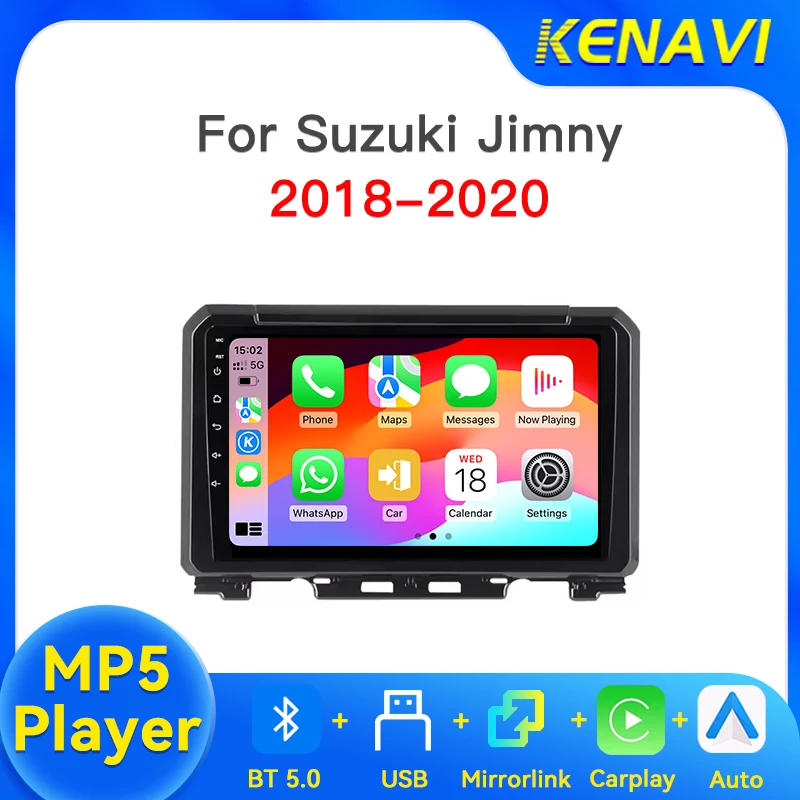 Radio para Auto Suzuki Jimny 2018-2020, Reproductor MP5, Carplay, Android Auto, BT5.0, USB, Pantalla Táctil, Sistema Multimedia Inteligente para Auto