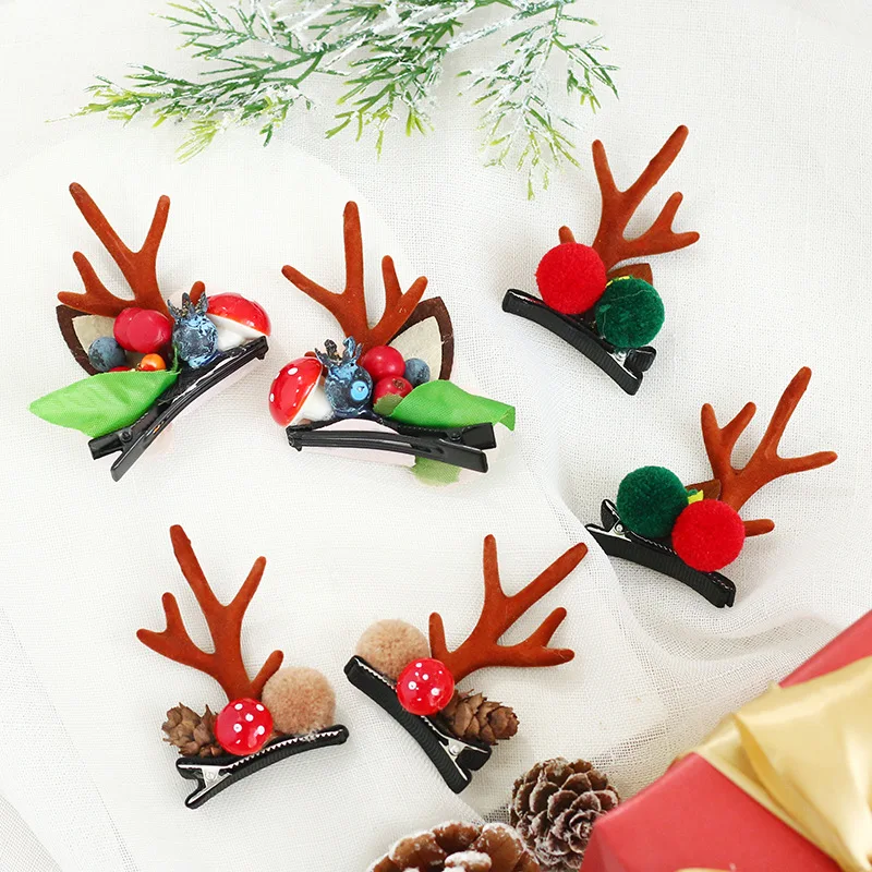 Elk Horn Christmas Hairpin, Retro Hair Accessories, European Style, Corolla for Kids, Adult Party, Forest Style