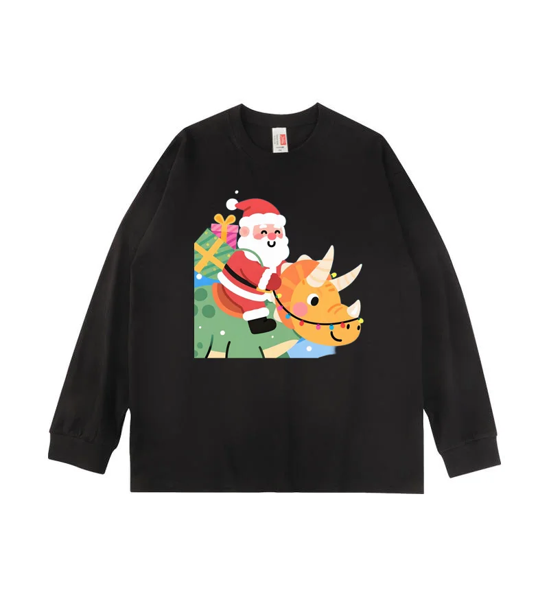 

Рождественская футболка унисекс с длинными рукавами, удобная и приятная для кожи, классическая однотонная, можно в сочетании с джинсами или юбками,