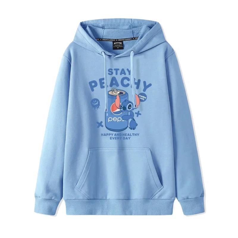 Disney การ์ตูน Hoodie เสื้อคู่ Stitch เสื้อกันหนาวคู่ผู้หญิงรุ่นผู้ชายผู้หญิงหลวมคู่สวม Hooded TOP เสื้อกันหนาววัยรุ่น