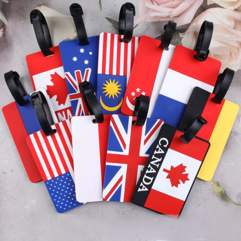 Travel Accessories Creative National Flag PVC Luggage Tag Women Men Portable Label Suitcase ID Address Holder Baggage