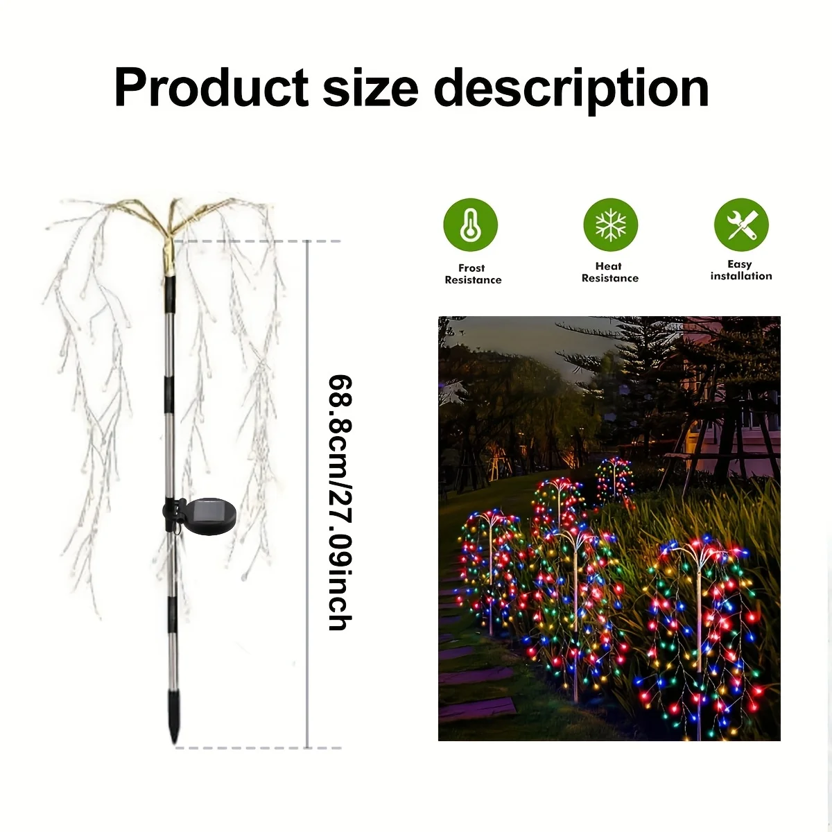 Solar Yard Lamp Outdoor Waterproof DIY Solar Willow Lights 120 Leds Waterproof Copper Wire Light for Christmas Garden Decoration