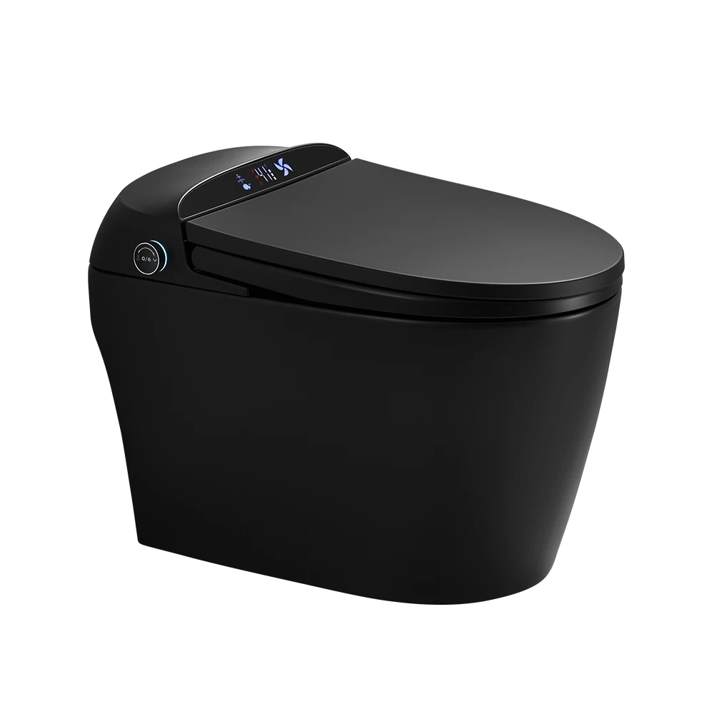 

Modern Automatic Flush Remote Control Black Smart Toilet with Magic Knob